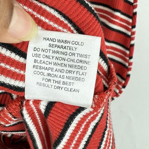 PINK Rose Size M Striped Knit Long Sleeve Button Front Shirt Dress Women’s - Picture 12 of 16